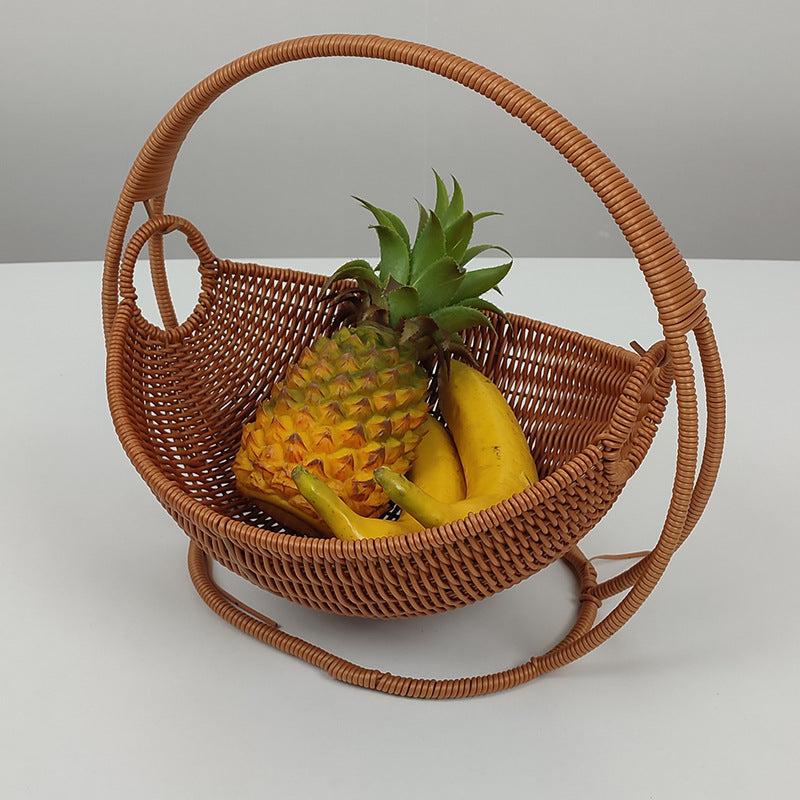 Cradle Creative Fruit Basket Storage Dried Fruit Plate Imitation Rattan Woven Basket Household Snack Plate Candy Afternoon Tea Tray Basket