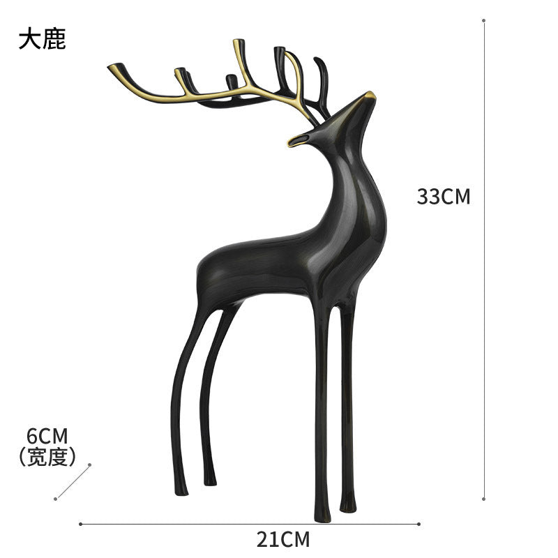 Brass Deer Home Decoration Bedroom Desk Hallway Deer Decoration Model Room Light Luxury Deer Decoration