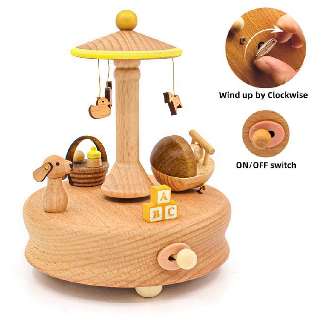 Sky City Log Music Box Carousel Music Box Creative Children's Birthday Gift