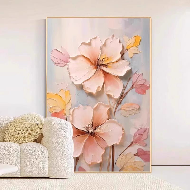 Cream Style Flower Living Room Decorative Painting Advanced Sense Mural Sofa Background Wall Hanging Painting 2024 Entrance Corridor Aisle