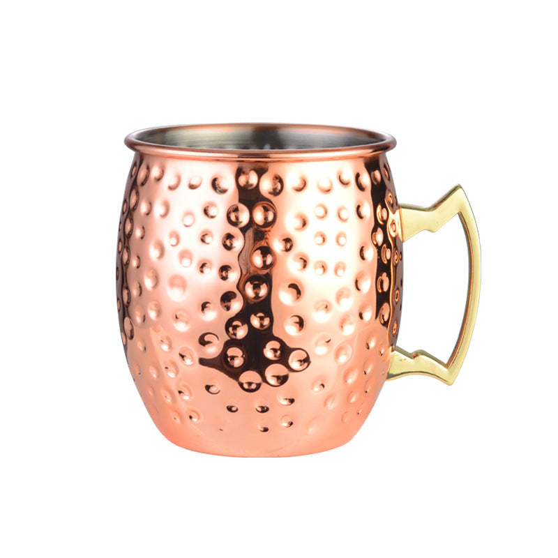 Moscow Mule Cup 304 Stainless Steel Copper-plated Hammer Point Cup Naked Wine Glass Cocktail Glass