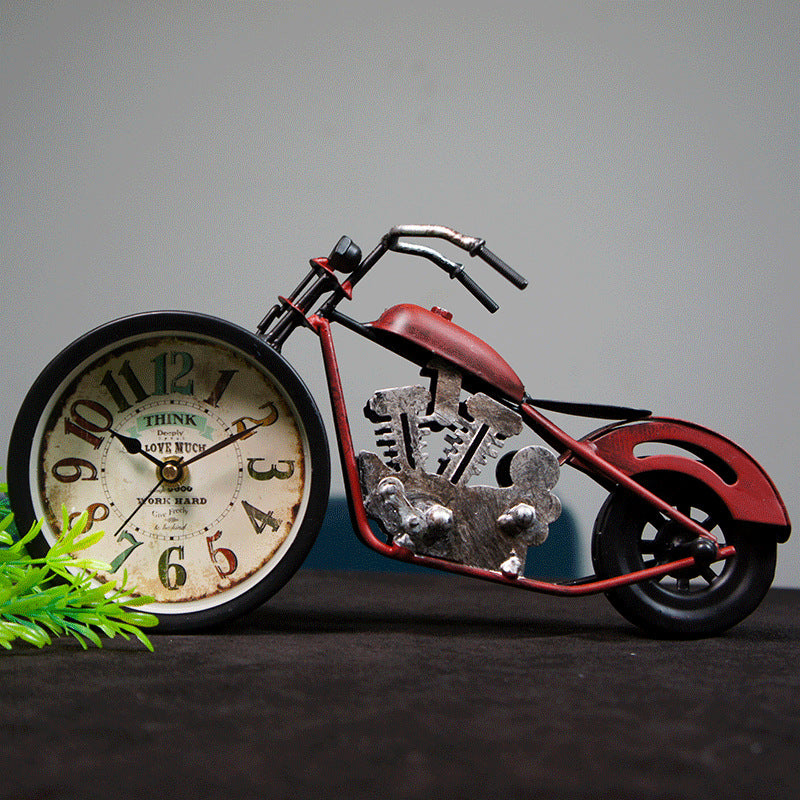 Retro Motorcycle Model Clock Metal Handmade DIY Personalized Send Children Classmates Friends Old Master