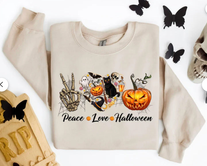 Halloween Personality Printed Fashion Sweatshirt Loose Size Women