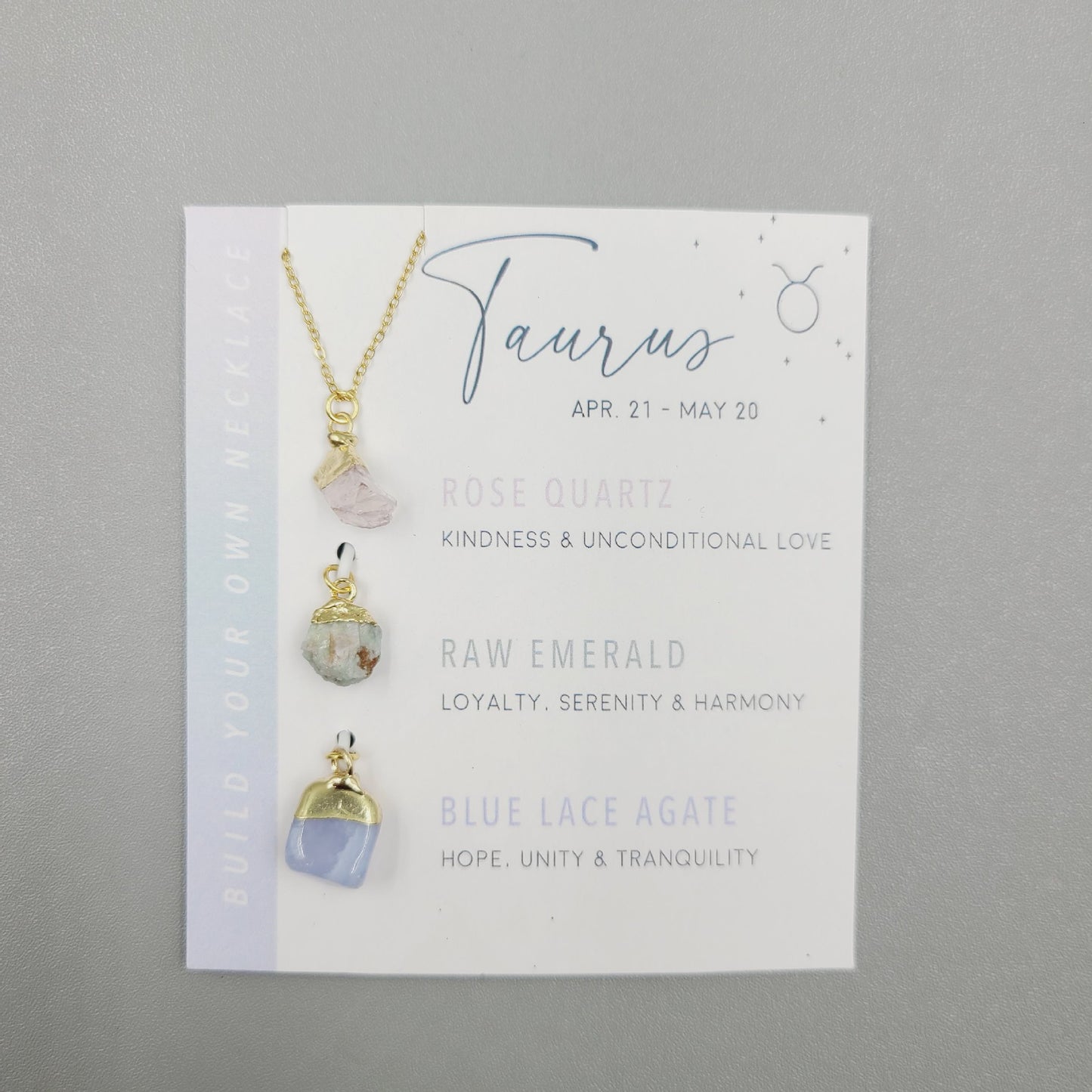 Personalized Gift Natural Stone Crystal Set Necklace Card Stainless Steel Birthstone Charm Twelve Constellations Necklace