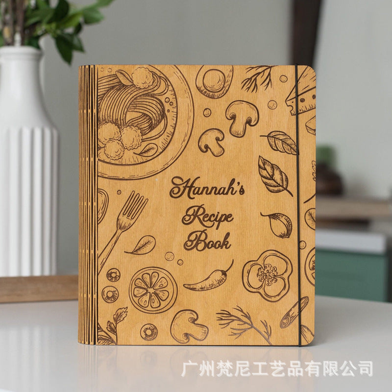 Personalized Customized Wooden Recipe Book Binder Notebook Mother's Day Gift UV Print Pattern