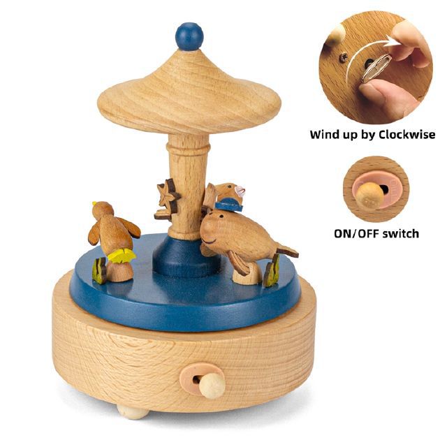 Sky City Log Music Box Carousel Music Box Creative Children's Birthday Gift