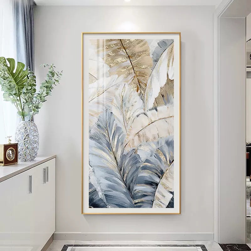 Modern American Entrance Hallway Plant Leaf Decorative Painting Restaurant Corridor Hanging Painting Living Room Aisle Background Wall Mural