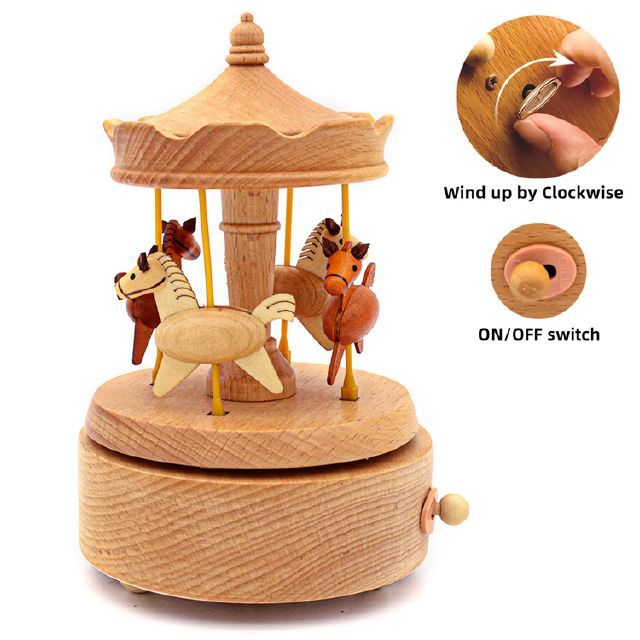 Sky City Log Music Box Carousel Music Box Creative Children's Birthday Gift