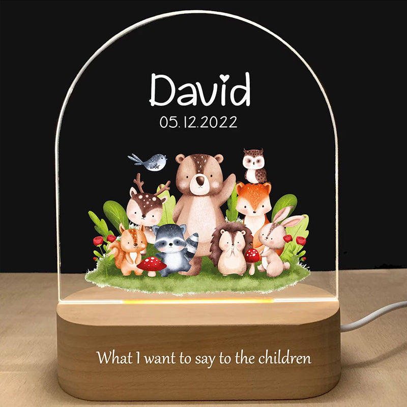 Solid Wood Base Personalized Night Light For Sleeping DIY Zoo Pattern Atmosphere Light Gift