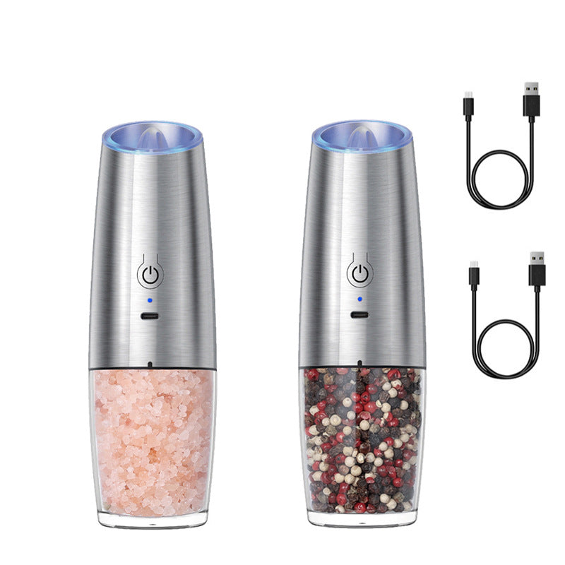 Electric Pepper Grinder Pepper Sea Salt Powder Gravity Induction Stainless Steel Automatic Grinding Bottle