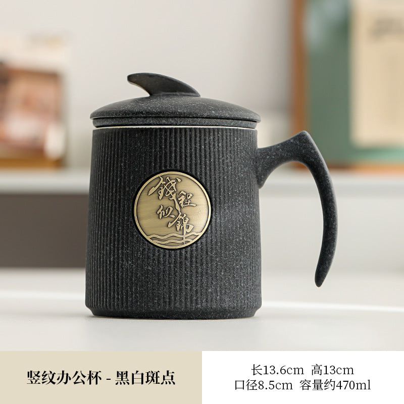 Gradient Ceramic Tea Cup Tea Separation Year Of The Dragon Water Cup With Lid Large Capacity Office Cup Gift Box Suit