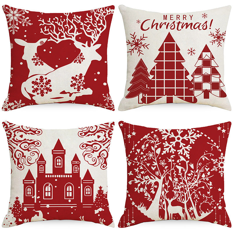 Christmas Linen Pillow Cover Nordic Holiday Home Decoration Pillow Sofa Car Cushion Cover