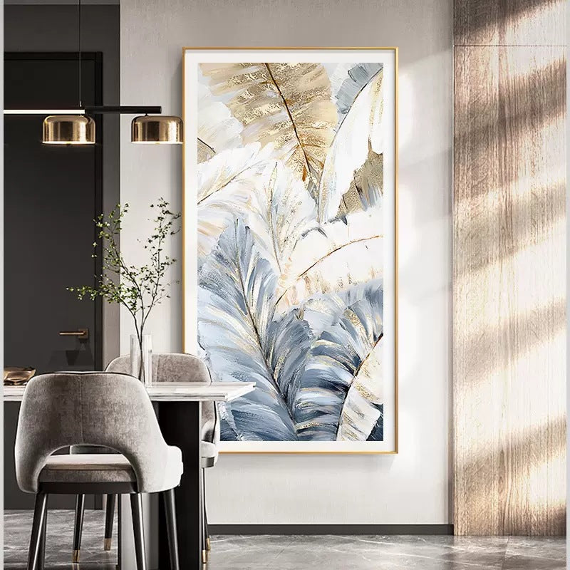 Modern American Entrance Hallway Plant Leaf Decorative Painting Restaurant Corridor Hanging Painting Living Room Aisle Background Wall Mural