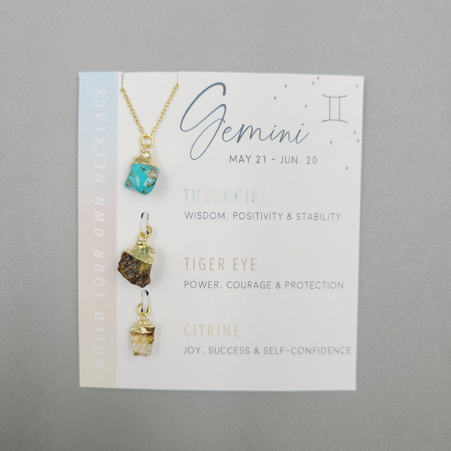 Personalized Gift Natural Stone Crystal Set Necklace Card Stainless Steel Birthstone Charm Twelve Constellations Necklace