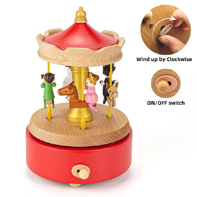 Sky City Log Music Box Carousel Music Box Creative Children's Birthday Gift