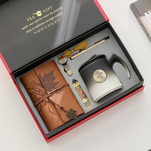 Gradient Ceramic Tea Cup Tea Separation Year Of The Dragon Water Cup With Lid Large Capacity Office Cup Gift Box Suit