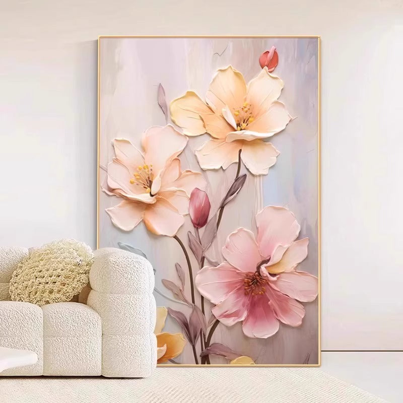 Cream Style Flower Living Room Decorative Painting Advanced Sense Mural Sofa Background Wall Hanging Painting 2024 Entrance Corridor Aisle