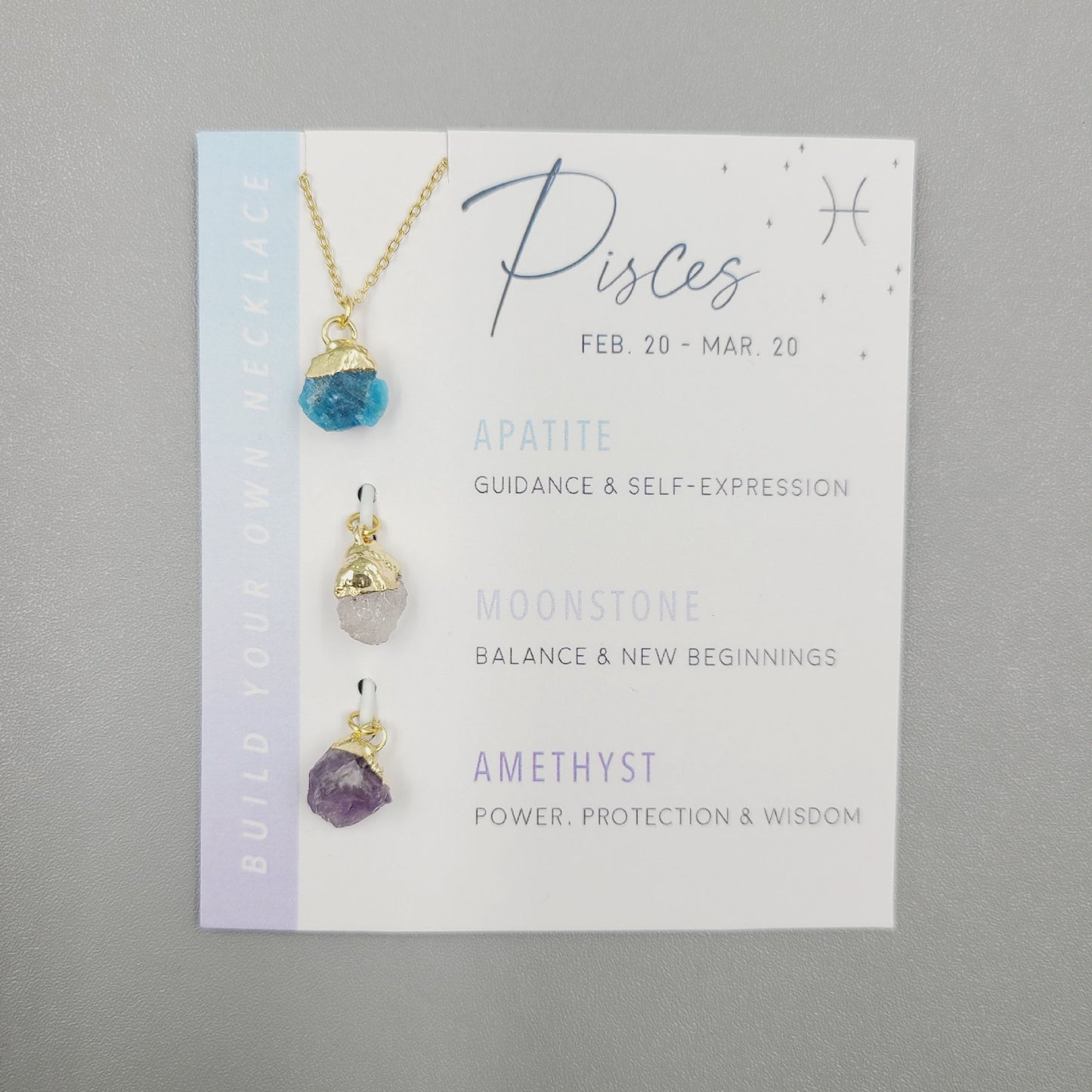 Personalized Gift Natural Stone Crystal Set Necklace Card Stainless Steel Birthstone Charm Twelve Constellations Necklace