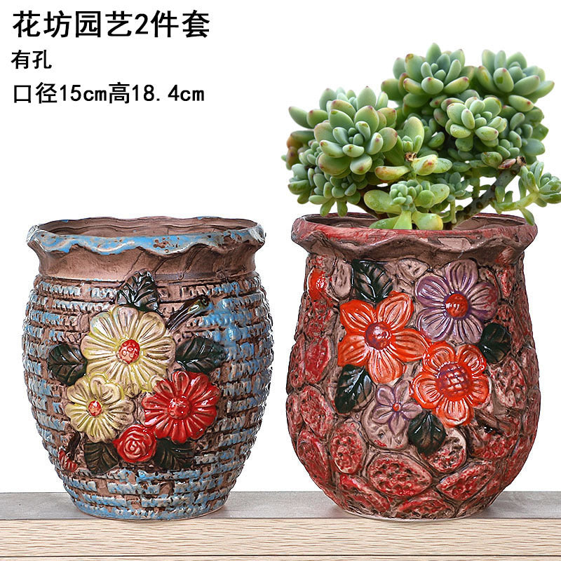 Creative Fleshy Flowerpot Ceramic Personality Purple Sand Size Fleshy Pot Pastoral Stoneware Flower Plant Flowerpot Clearance