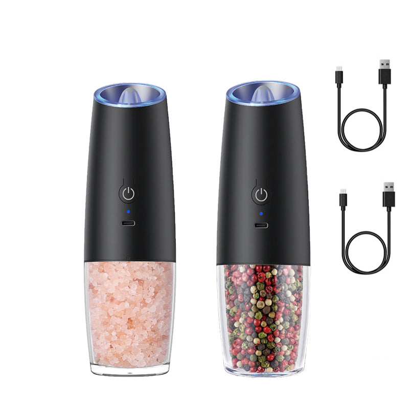 Electric Pepper Grinder Pepper Sea Salt Powder Gravity Induction Stainless Steel Automatic Grinding Bottle