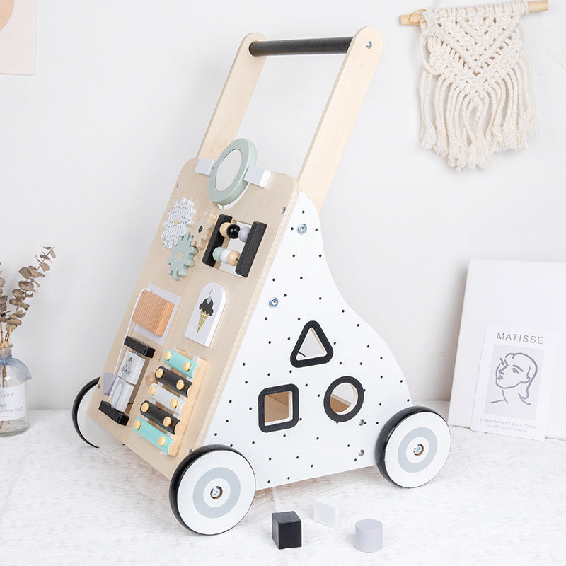 New Children's Educational Early Education Walkers Trolley Baby Walking Trolley Shopping Trolley Wooden Toys