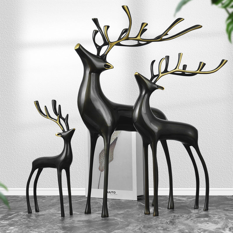 Brass Deer Home Decoration Bedroom Desk Hallway Deer Decoration Model Room Light Luxury Deer Decoration