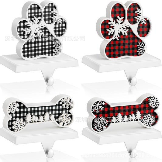 Metal Wooden Stockings Pet Paw Hanger Hook Christmas Decoration Desktop Hook Multi-functional Hook