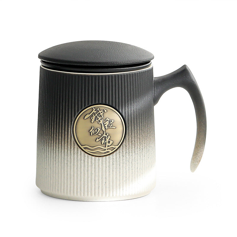 Gradient Ceramic Tea Cup Tea Separation Year Of The Dragon Water Cup With Lid Large Capacity Office Cup Gift Box Suit