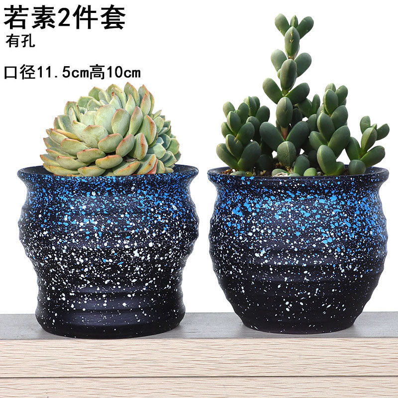 Creative Fleshy Flowerpot Ceramic Personality Purple Sand Size Fleshy Pot Pastoral Stoneware Flower Plant Flowerpot Clearance