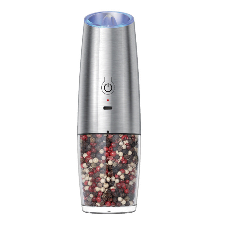 Electric Pepper Grinder Pepper Sea Salt Powder Gravity Induction Stainless Steel Automatic Grinding Bottle