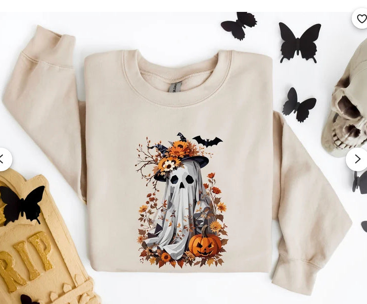 Halloween Personality Printed Fashion Sweatshirt Loose Size Women