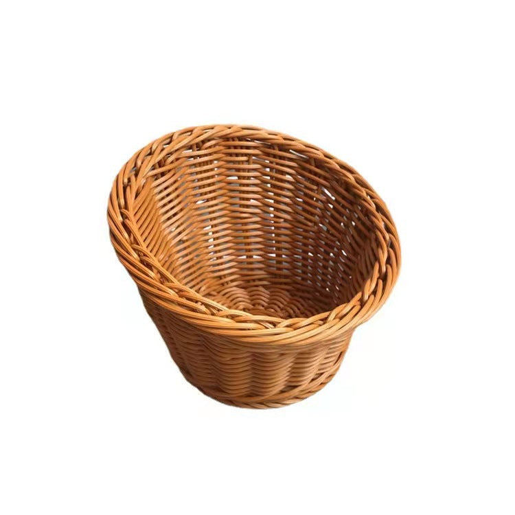 Storage Basket Fruit Plate Living Room Coffee Table Creative Modern Household Plastic Imitation Rattan Woven Basket Desktop Good-looking Wholesale