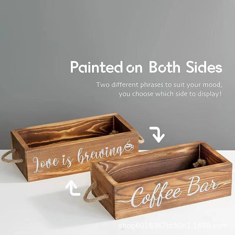 Wooden Living Room Desktop Sundries Finishing Box Portable Coffee Machine Storage Box Solid Wood Square Item Storage Box