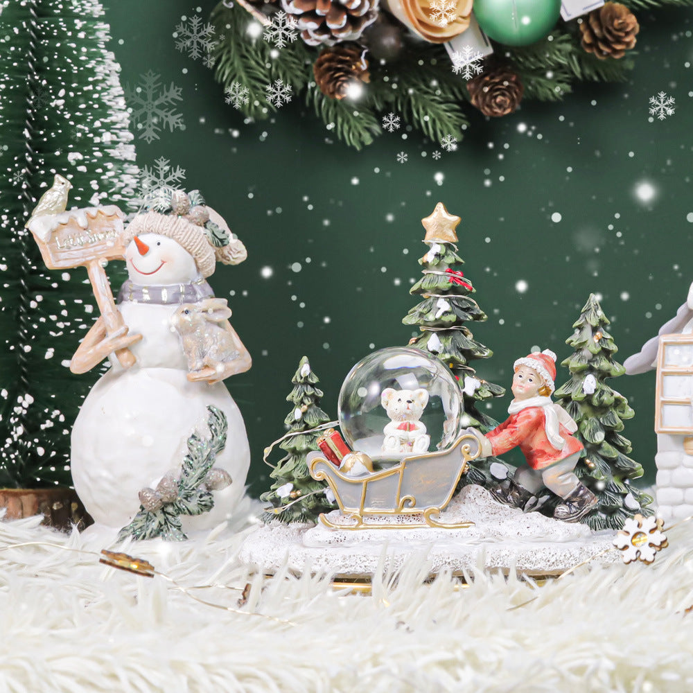 Nordic Creative Christmas House Desktop Decorations Shopping Mall Window Christmas Decorations Snowman House Modeling