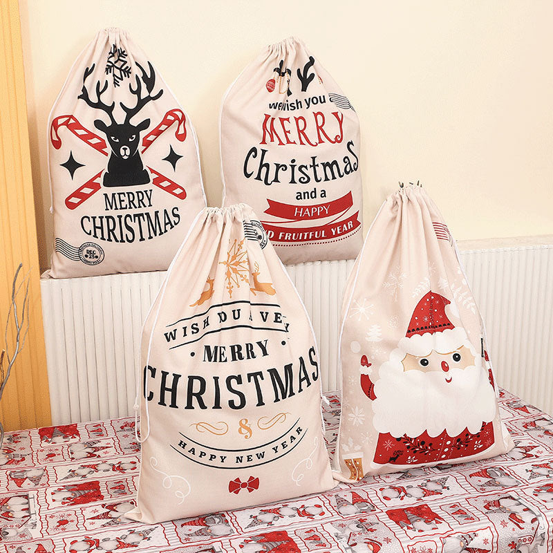 Canvas Bag, Flap Pocket Pants, Christmas Storage Bag, Santa Claus Storage Bag, Candy Gift Bag