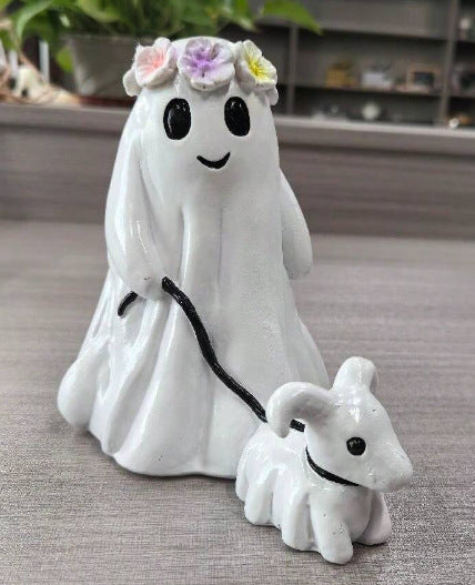 Halloween Cute Ghost Sheep Desktop Ornaments Light Luxury Home Living Room Resin Crafts