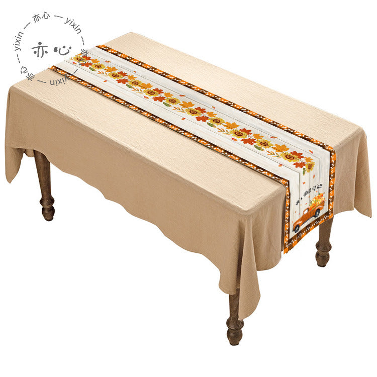 Thanksgiving Tablecloth Table Runner Living Room Decoration Dining Table Coffee Table Fabric Turkey Pattern Table Runner Spot