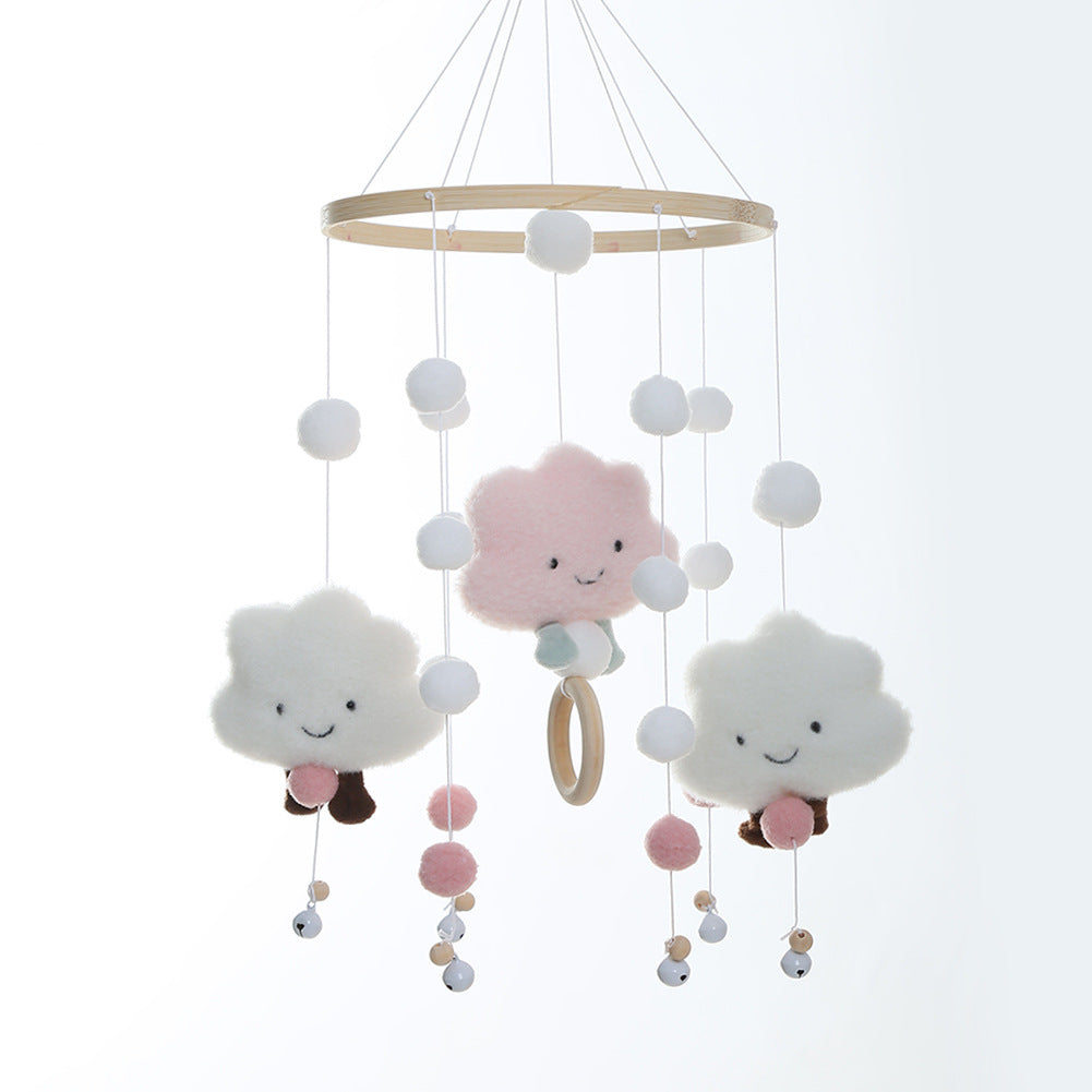 Fur Ball Cloud Wood Beads Wind Chime Bed Bell Children&#039;s Room Decoration Model Room Children&#039;s Clothing Store Shooting Props Soft Outfit