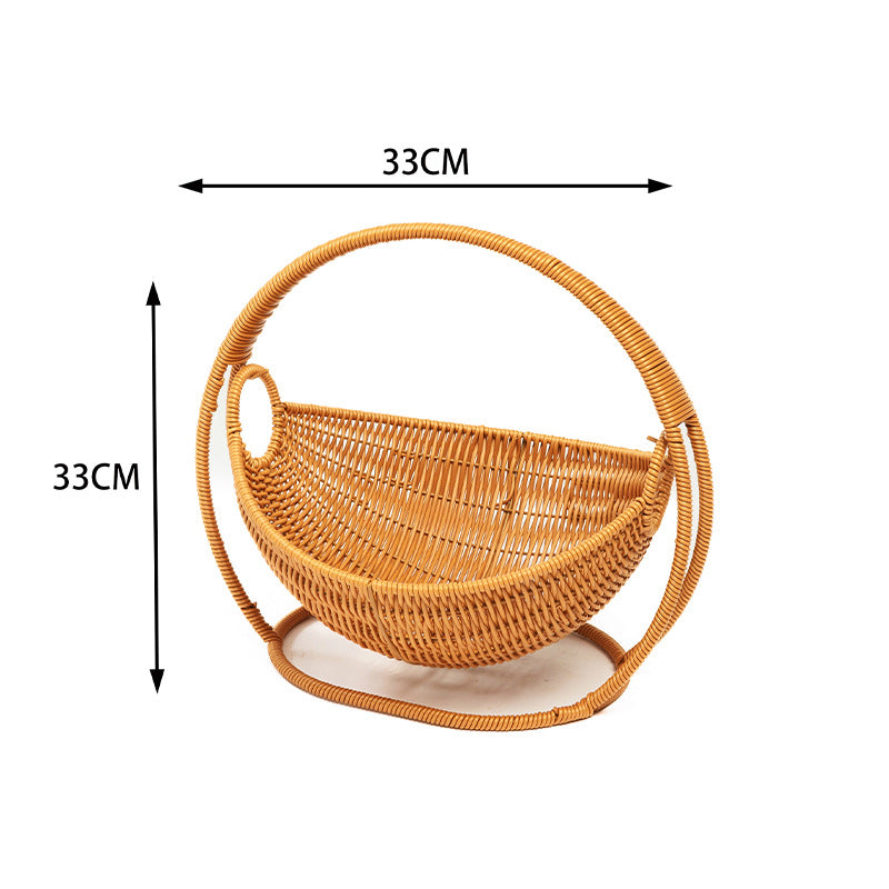 Cradle Creative Fruit Basket Storage Dried Fruit Plate Imitation Rattan Woven Basket Household Snack Plate Candy Afternoon Tea Tray Basket