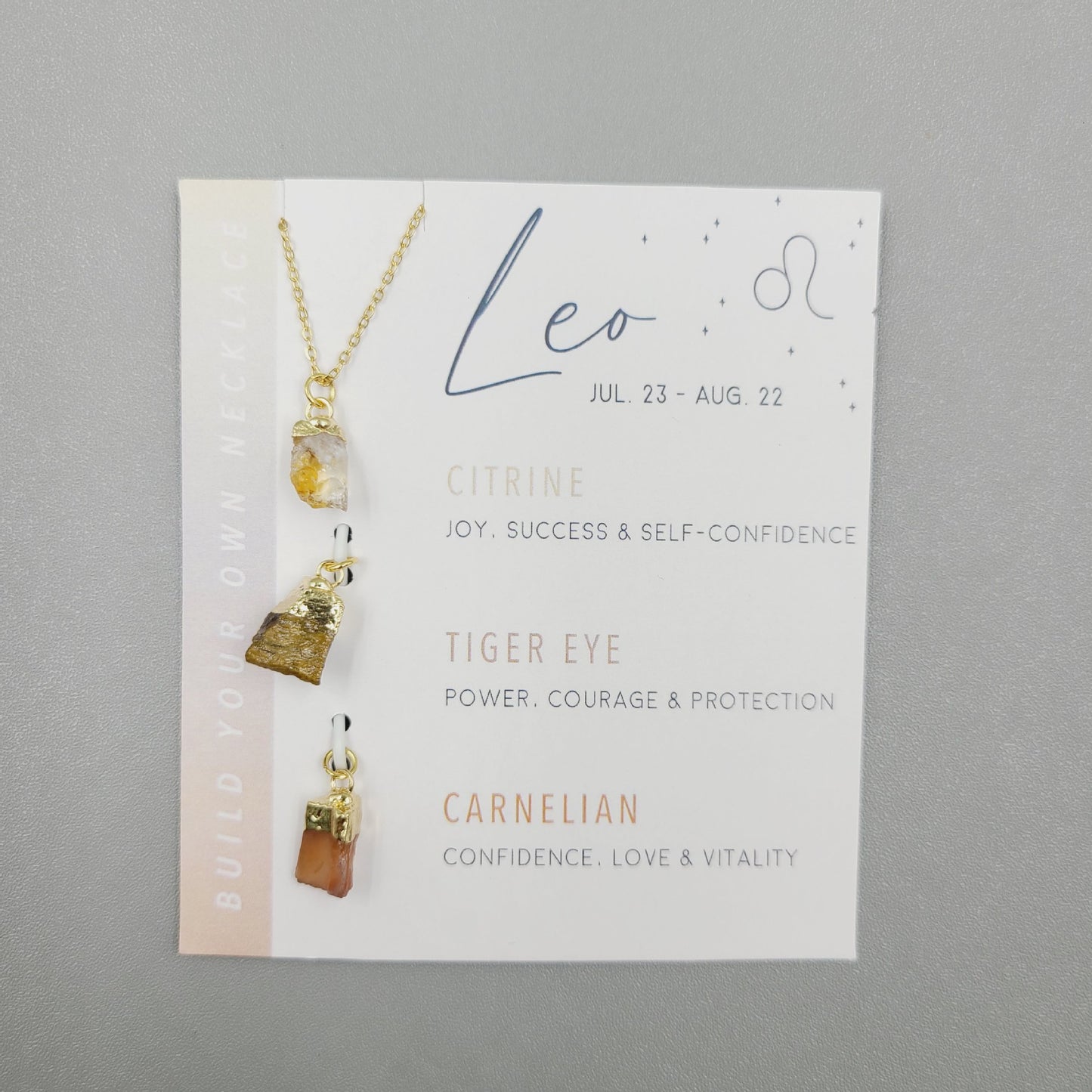 Personalized Gift Natural Stone Crystal Set Necklace Card Stainless Steel Birthstone Charm Twelve Constellations Necklace