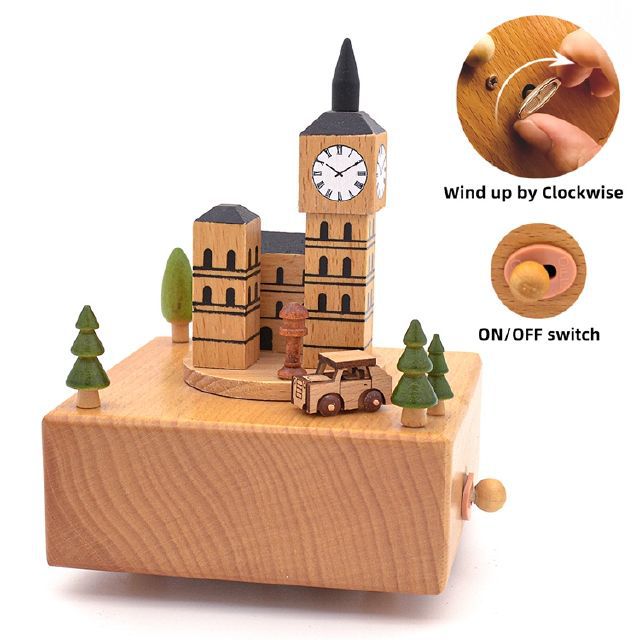 Sky City Log Music Box Carousel Music Box Creative Children's Birthday Gift