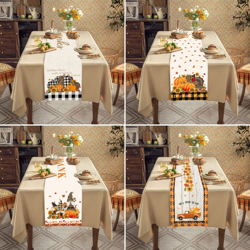 Thanksgiving Tablecloth Table Runner Living Room Decoration Dining Table Coffee Table Fabric Turkey Pattern Table Runner Spot