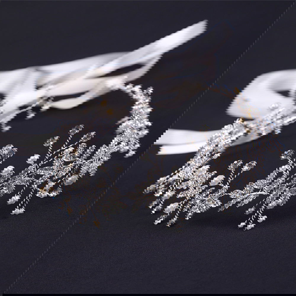 Pearls Rhinestone Hairpiece for Bride and Bridesmaid Wedding Accessory Vintage Boho - DigiVirt