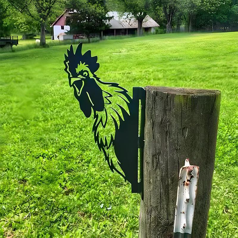 Peeping Cattle And Donkey Animals Outdoor Courtyard Garden Farm Ornaments Plug-in Metal Iron Decorations - DigiVirt