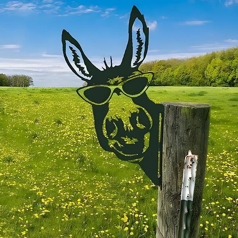 Peeping Cattle And Donkey Animals Outdoor Courtyard Garden Farm Ornaments Plug-in Metal Iron Decorations - DigiVirt