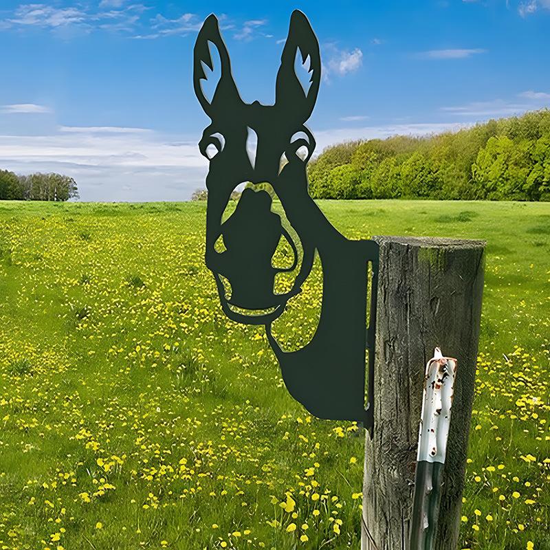 Peeping Cattle And Donkey Animals Outdoor Courtyard Garden Farm Ornaments Plug-in Metal Iron Decorations - DigiVirt