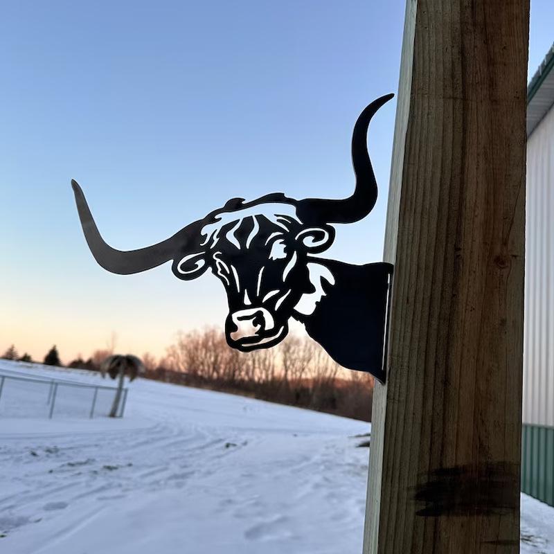 Peeping Cattle And Donkey Animals Outdoor Courtyard Garden Farm Ornaments Plug-in Metal Iron Decorations - DigiVirt