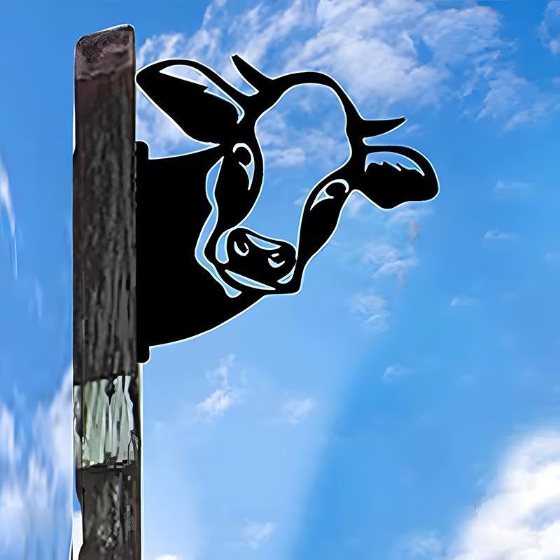 Peeping Cattle And Donkey Animals Outdoor Courtyard Garden Farm Ornaments Plug-in Metal Iron Decorations - DigiVirt