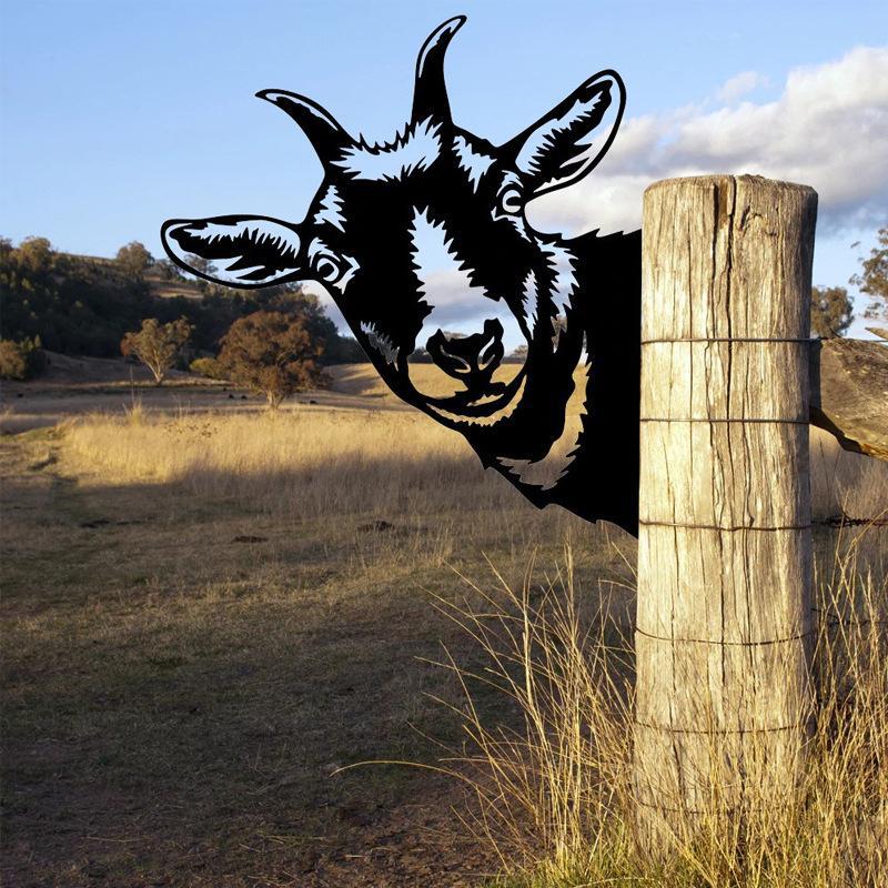 Peeping Cattle And Donkey Animals Outdoor Courtyard Garden Farm Ornaments Plug-in Metal Iron Decorations - DigiVirt