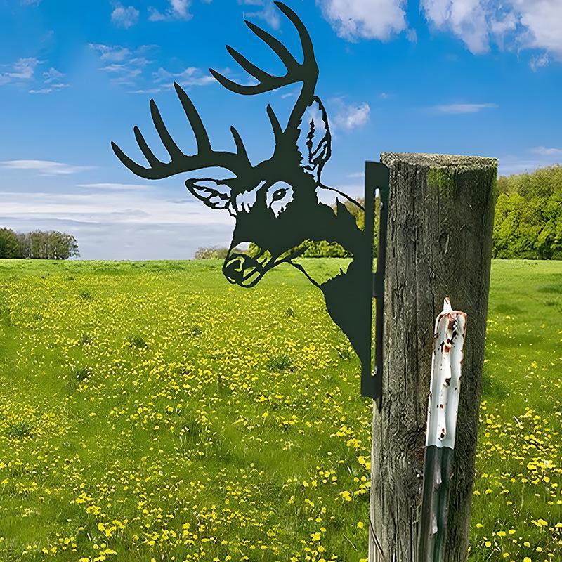 Peeping Cattle And Donkey Animals Outdoor Courtyard Garden Farm Ornaments Plug-in Metal Iron Decorations - DigiVirt